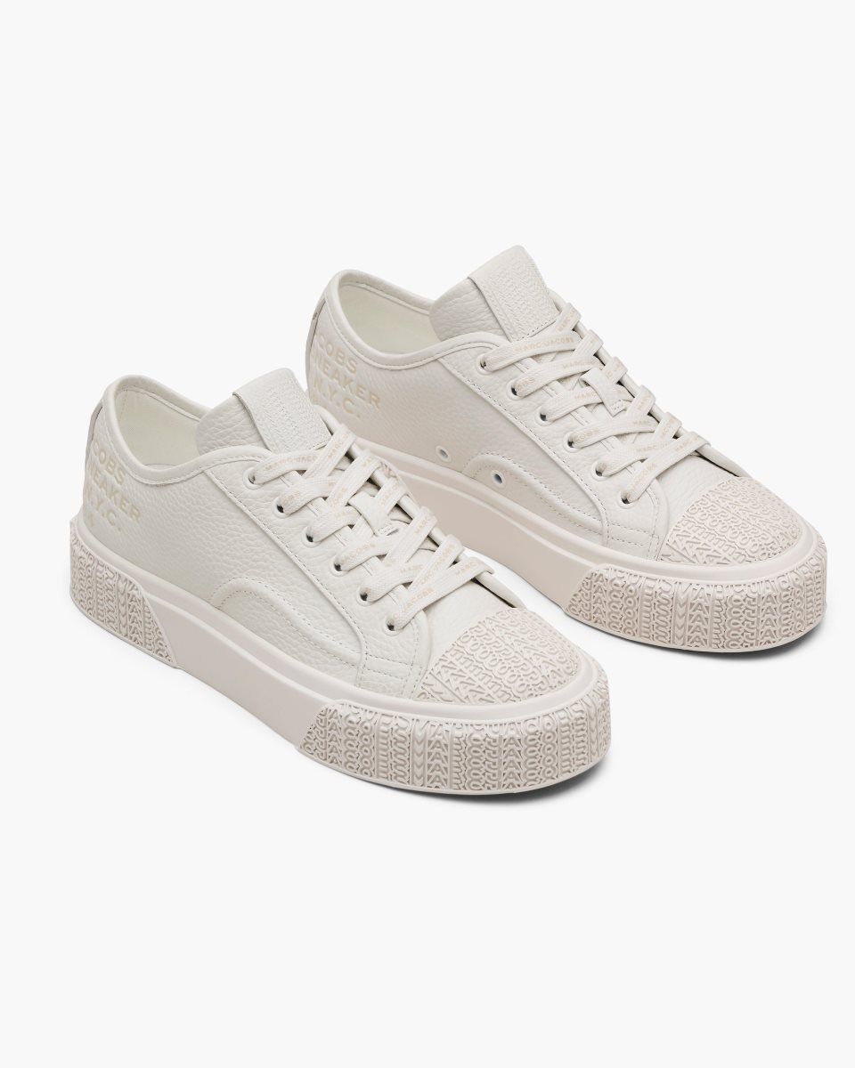 Basket Marc Jacobs The Leather Sneaker Femme Blanche | 062ZHNTRC
