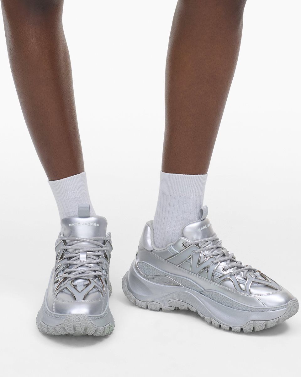 Basket Marc Jacobs The Metallic Lazy Hiker Femme Argent | 938JLCSDB