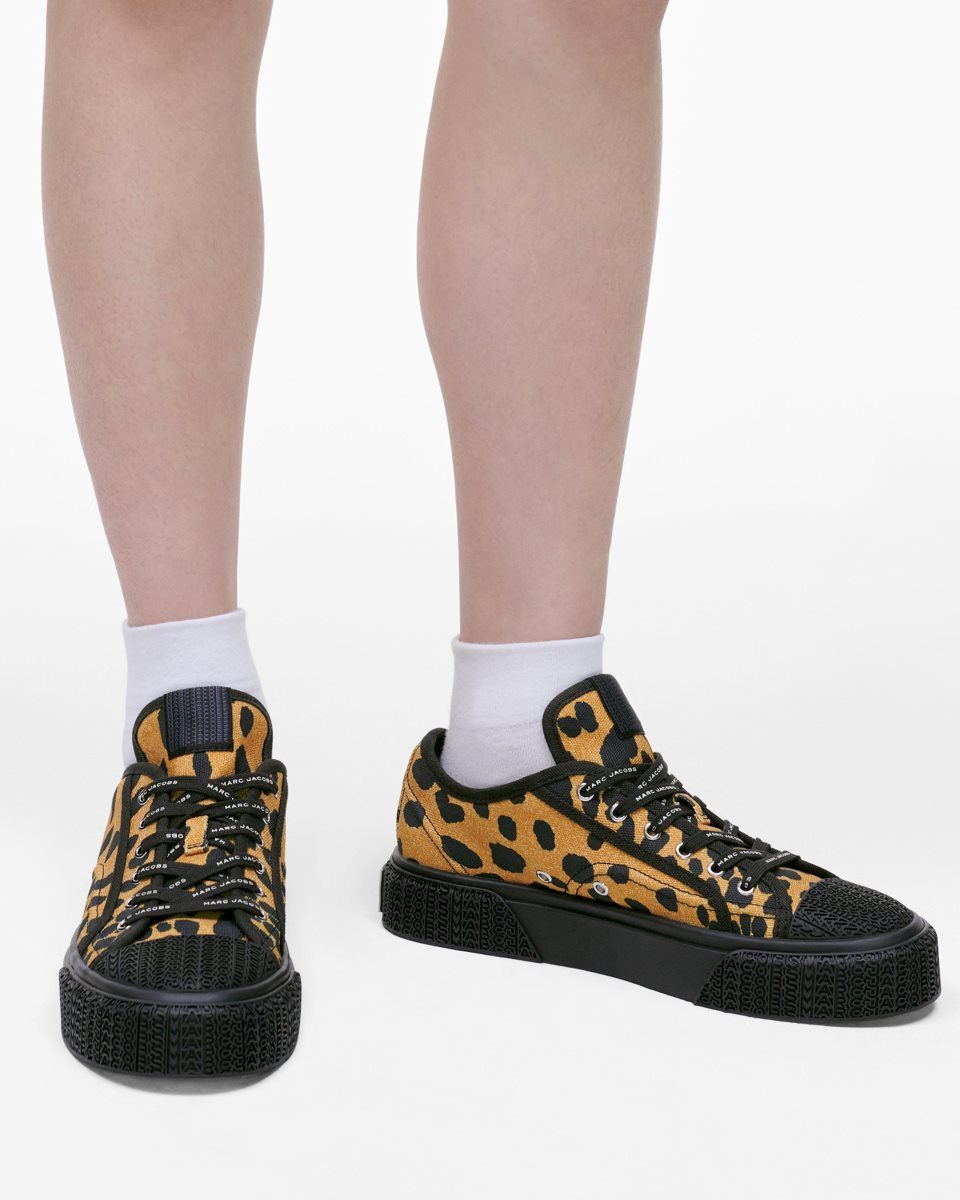 Basket Marc Jacobs The Printed Canvas Sneaker Femme Noir Multicolore | 610YUCVZK
