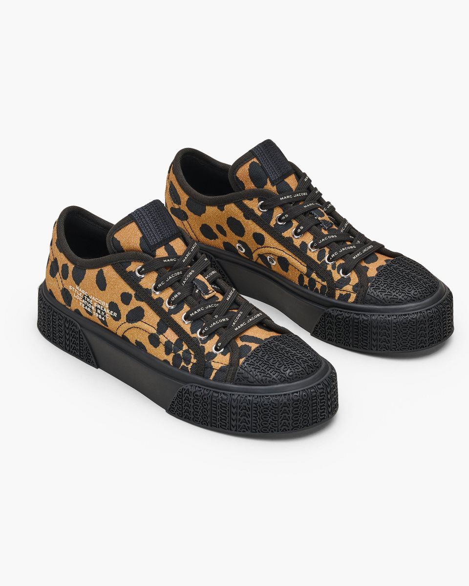 Basket Marc Jacobs The Printed Canvas Sneaker Femme Noir Multicolore | 610YUCVZK