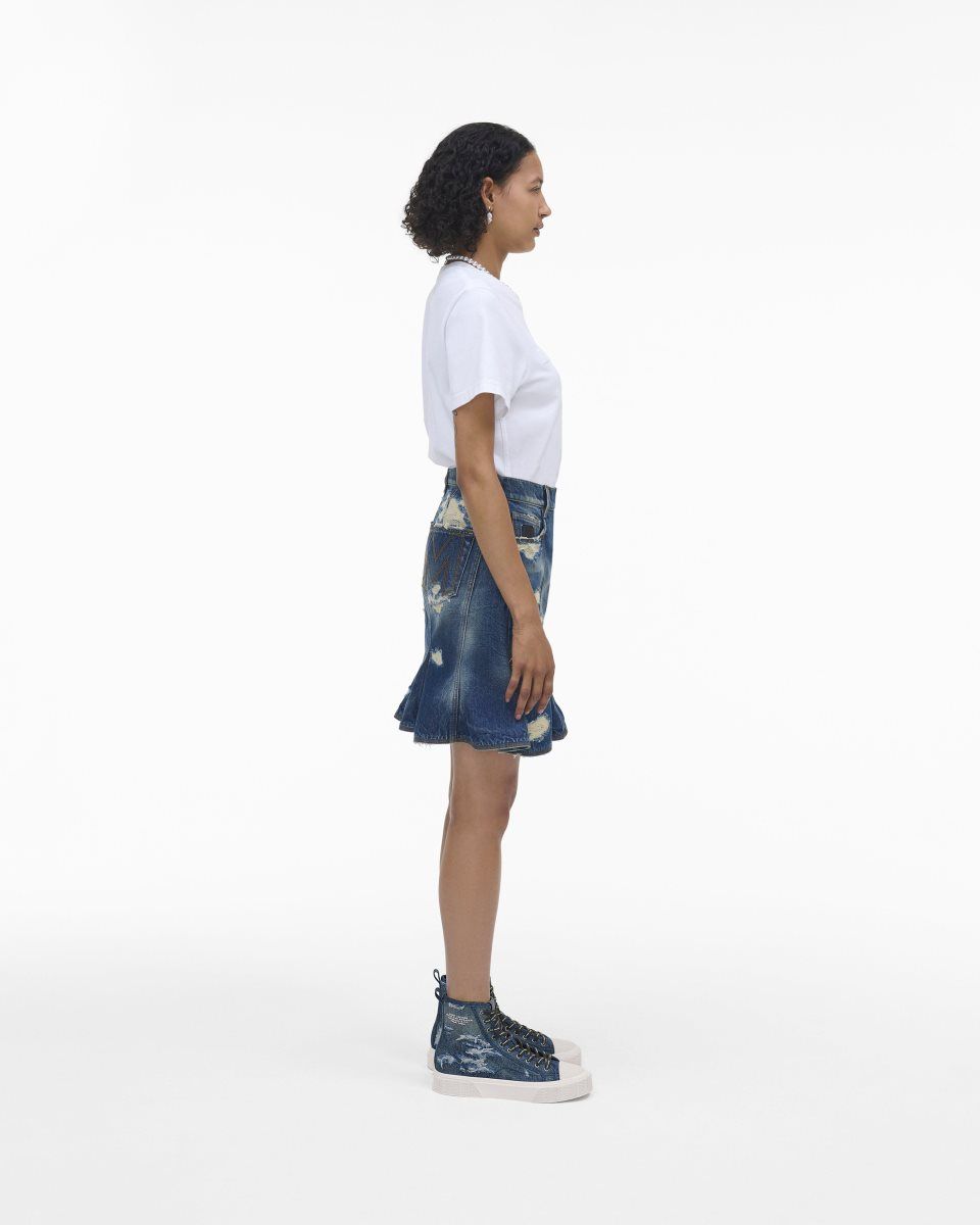 Basket Marc Jacobs The Rip And Repair Denim High Top Sneaker Femme Indigo | 348KLBMRU
