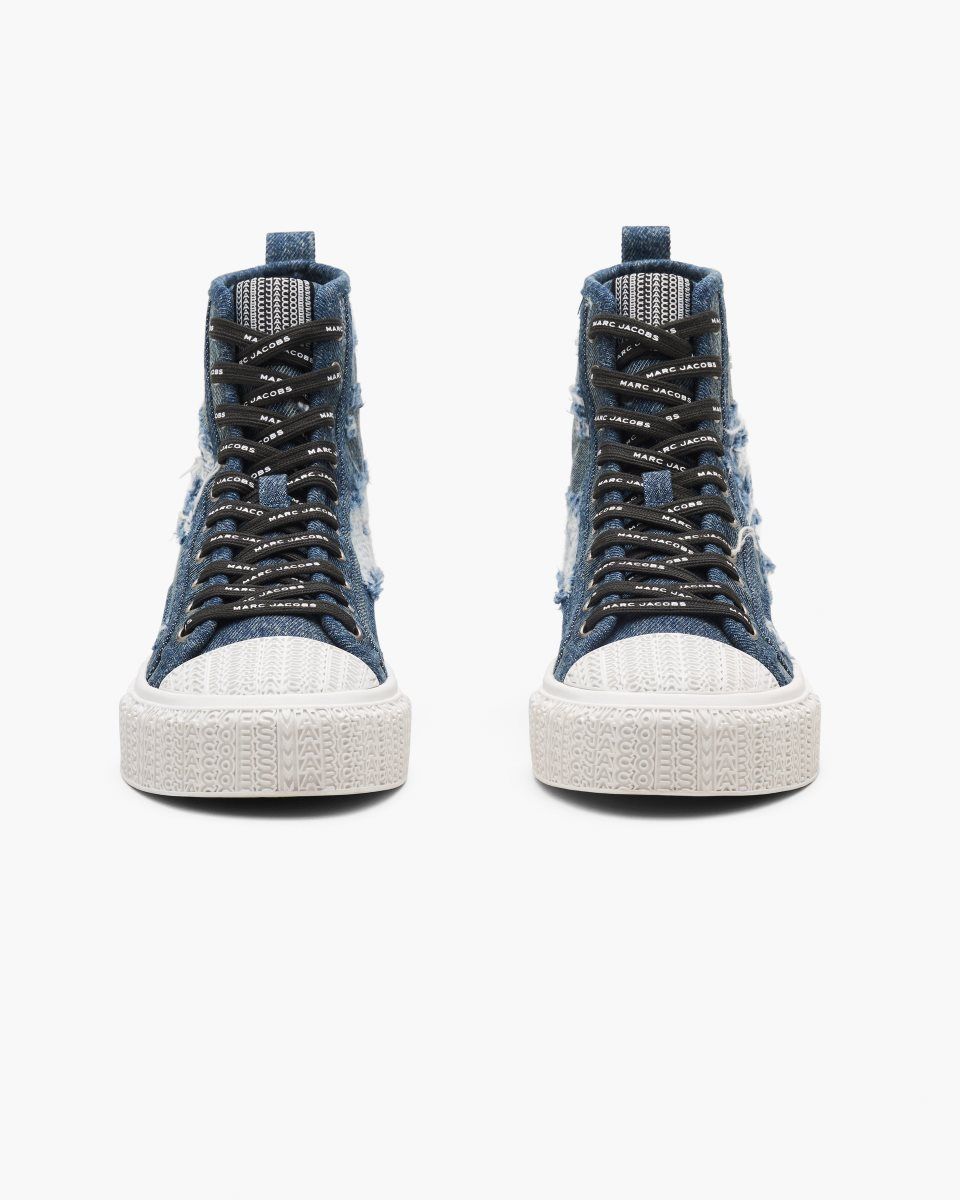 Basket Marc Jacobs The Rip And Repair Denim High Top Sneaker Femme Indigo | 348KLBMRU