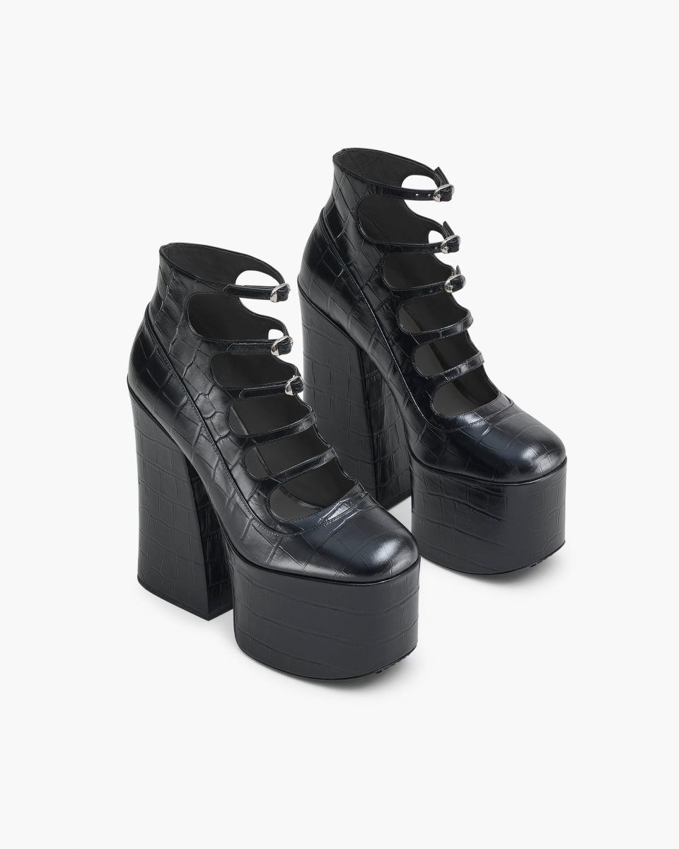 Botte Marc Jacobs The Croc Embossed Kiki Ankle Boot Femme Noir | 064WNZJLR