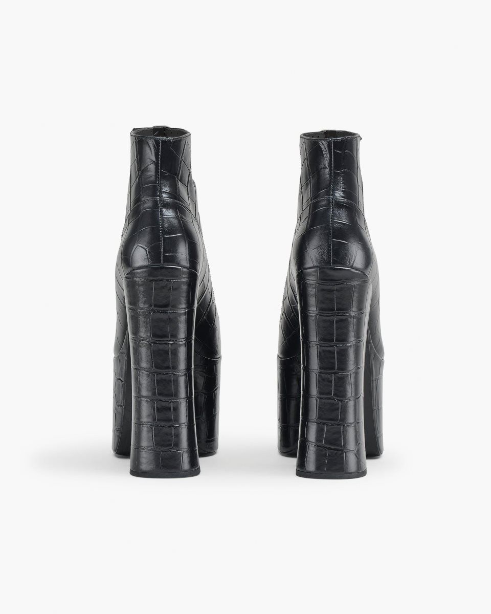 Botte Marc Jacobs The Croc Embossed Kiki Ankle Boot Femme Noir | 064WNZJLR