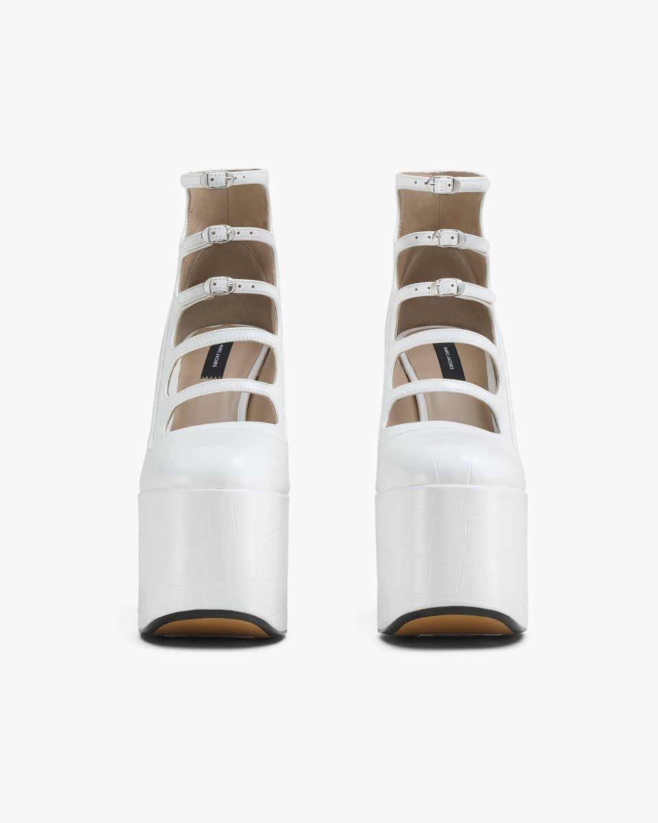 Botte Marc Jacobs The Croc Embossed Kiki Ankle Boot Femme Blanche | 709FZOXIJ
