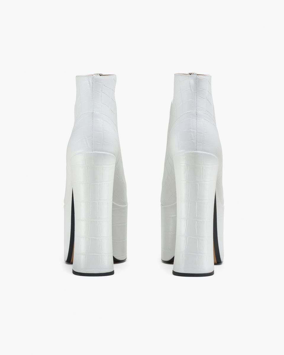 Botte Marc Jacobs The Croc Embossed Kiki Ankle Boot Femme Blanche | 709FZOXIJ