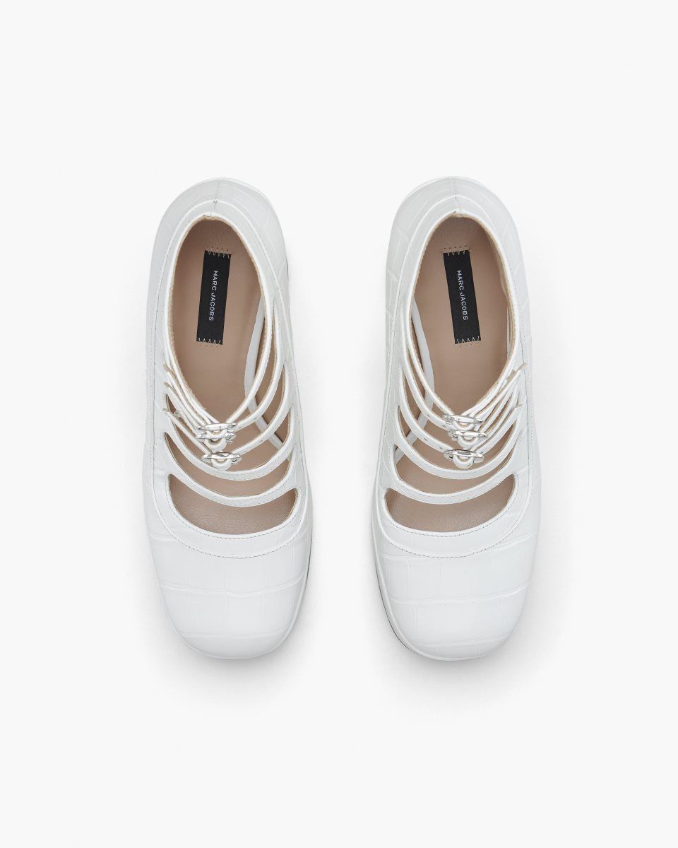 Botte Marc Jacobs The Croc Embossed Kiki Ankle Boot Femme Blanche | 709FZOXIJ