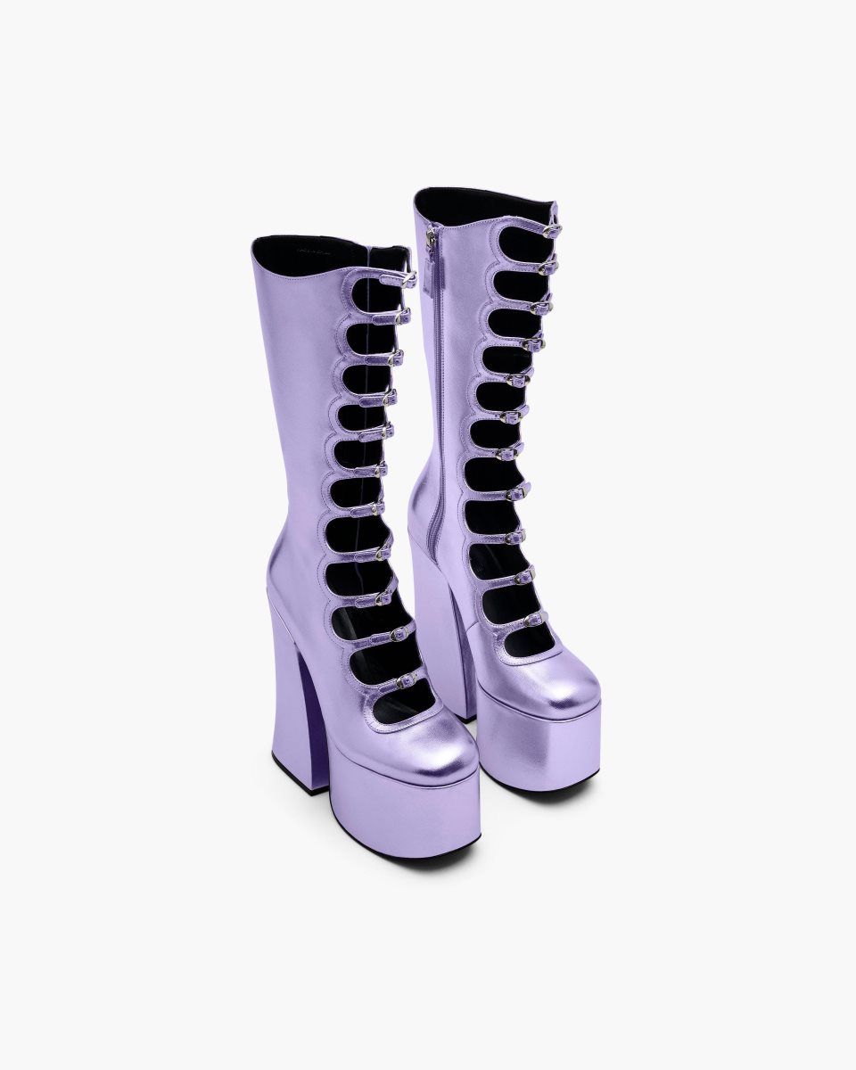 Botte Marc Jacobs The Metallic Kiki Knee High Boot Femme Violette | 019ICJBWX