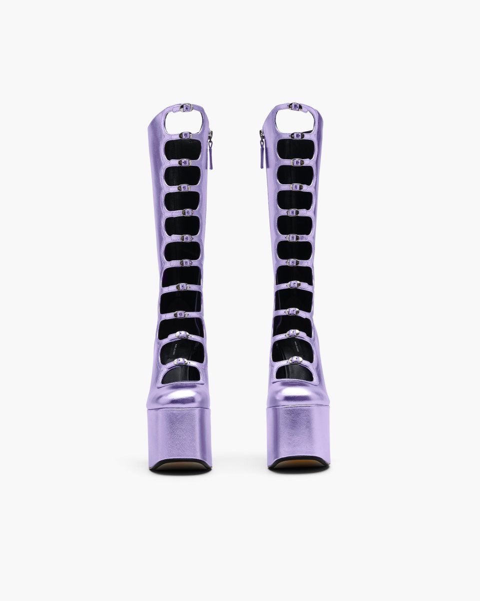 Botte Marc Jacobs The Metallic Kiki Knee High Boot Femme Violette | 019ICJBWX