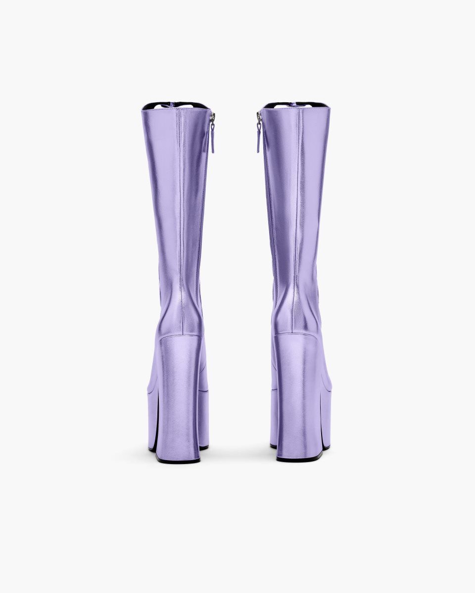 Botte Marc Jacobs The Metallic Kiki Knee High Boot Femme Violette | 019ICJBWX