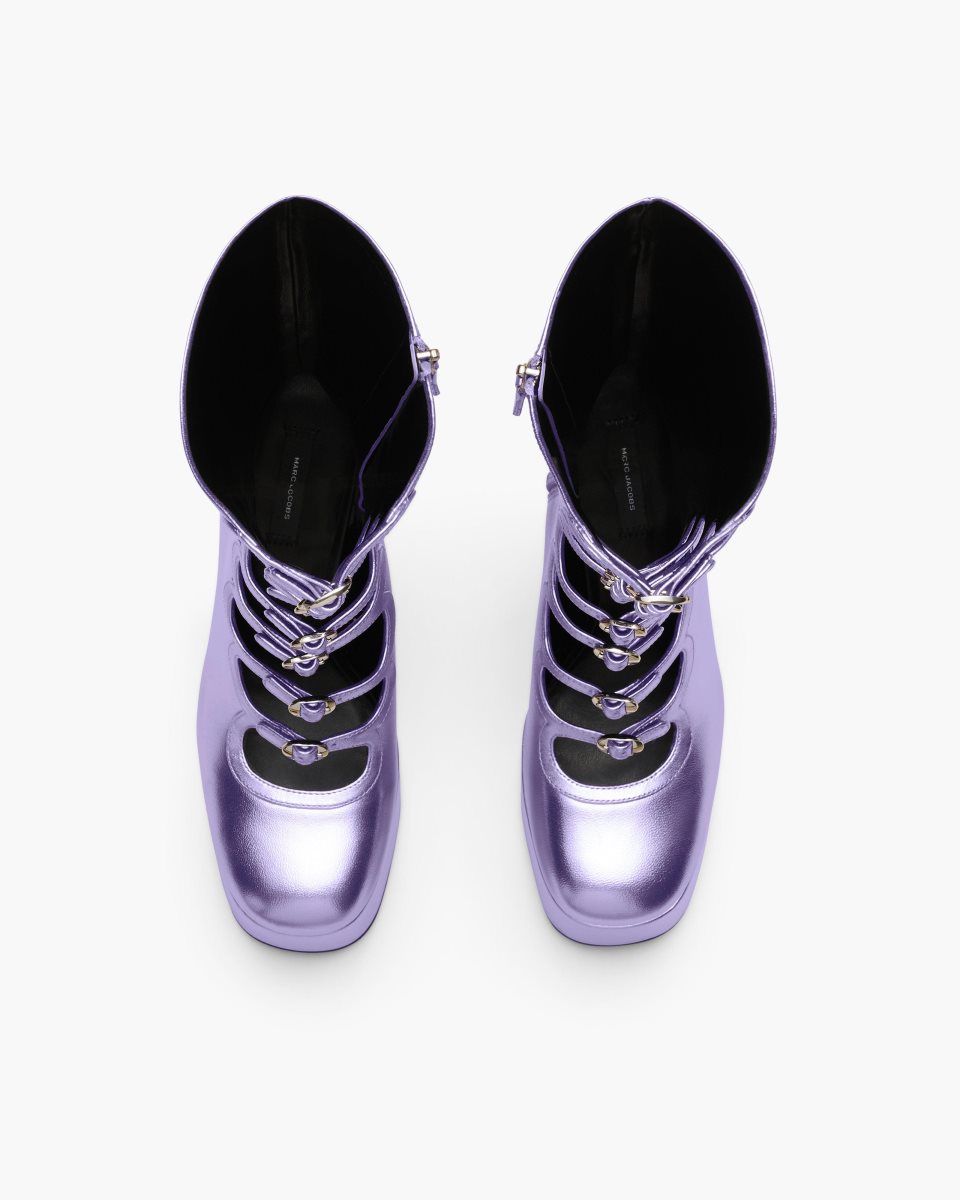 Botte Marc Jacobs The Metallic Kiki Knee High Boot Femme Violette | 019ICJBWX