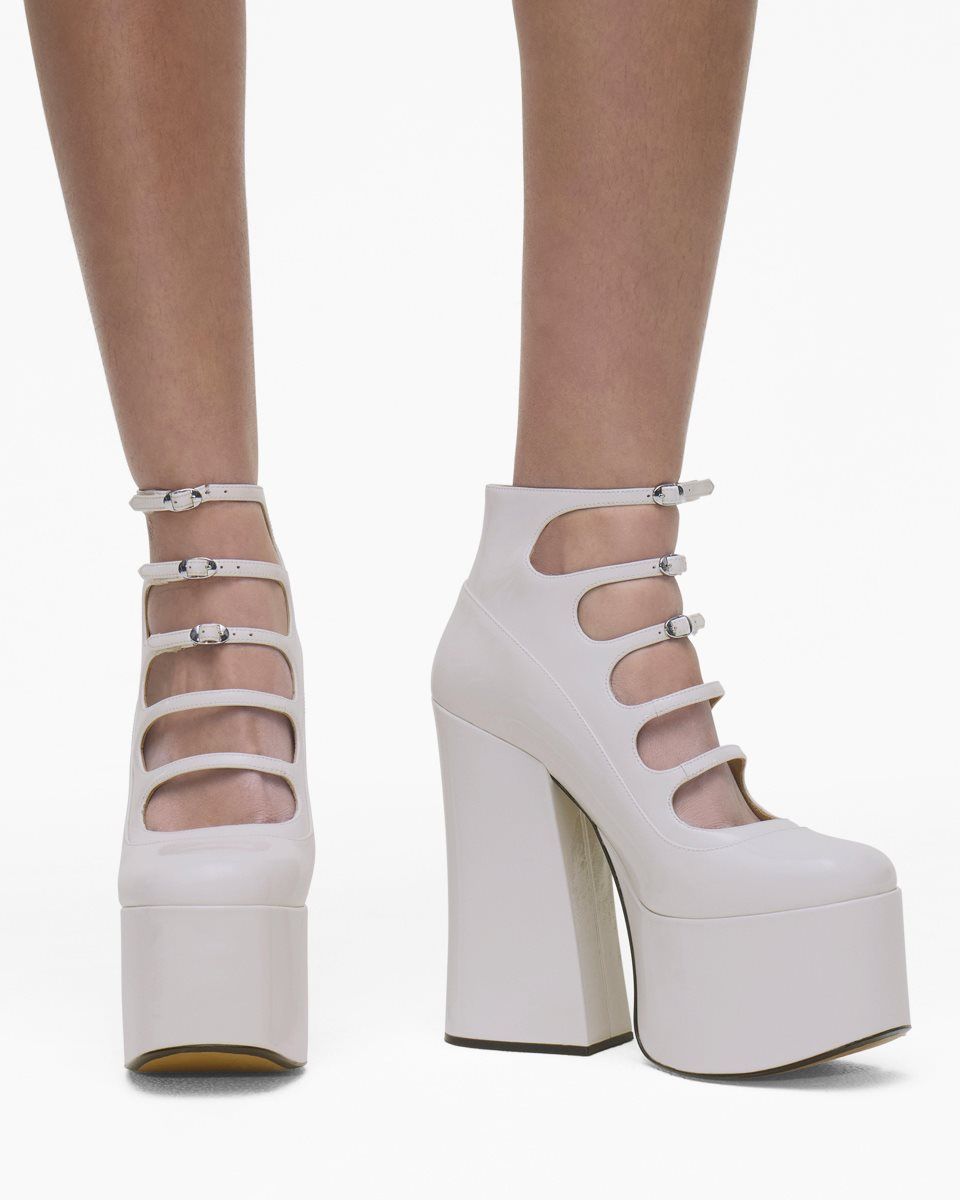 Botte Marc Jacobs The Patent Leather Kiki Ankle Boot Femme Blanche | 642YANMEC