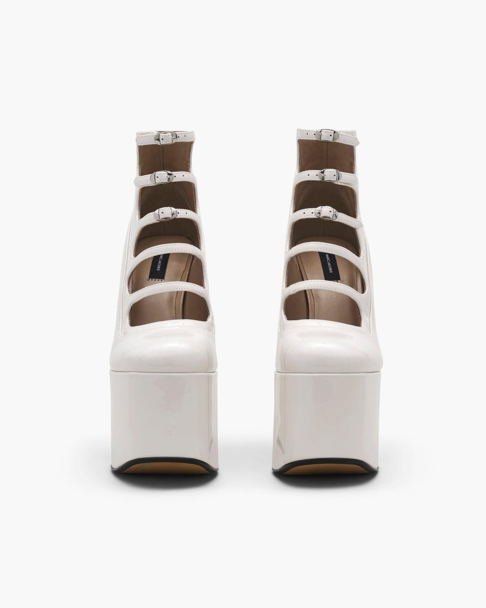 Botte Marc Jacobs The Patent Leather Kiki Ankle Boot Femme Blanche | 642YANMEC