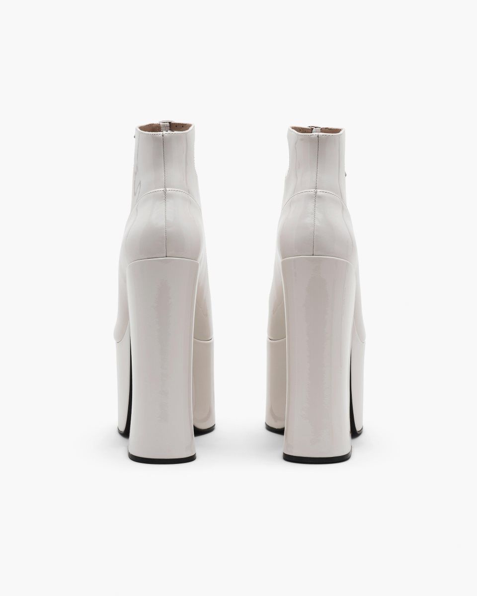 Botte Marc Jacobs The Patent Leather Kiki Ankle Boot Femme Blanche | 642YANMEC