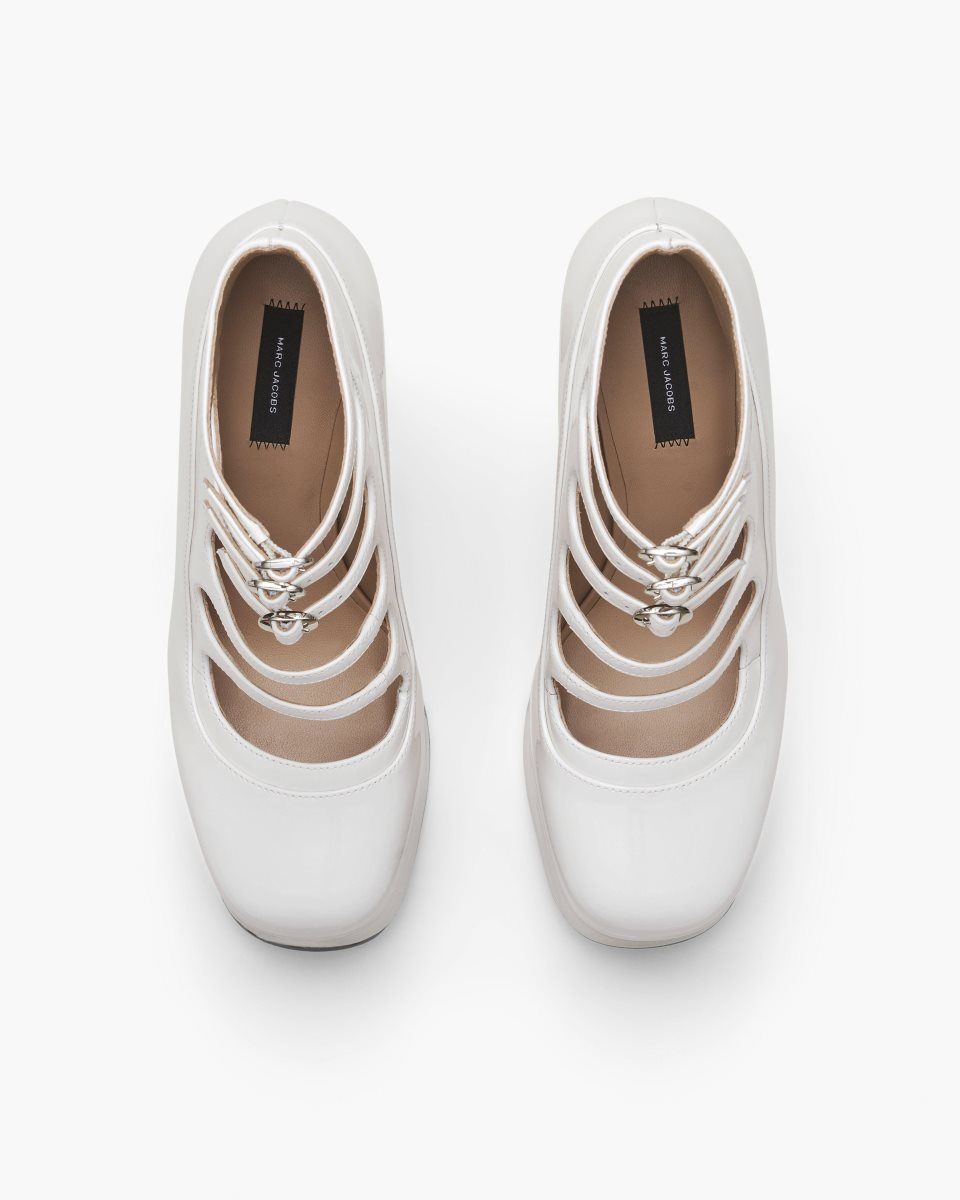 Botte Marc Jacobs The Patent Leather Kiki Ankle Boot Femme Blanche | 642YANMEC