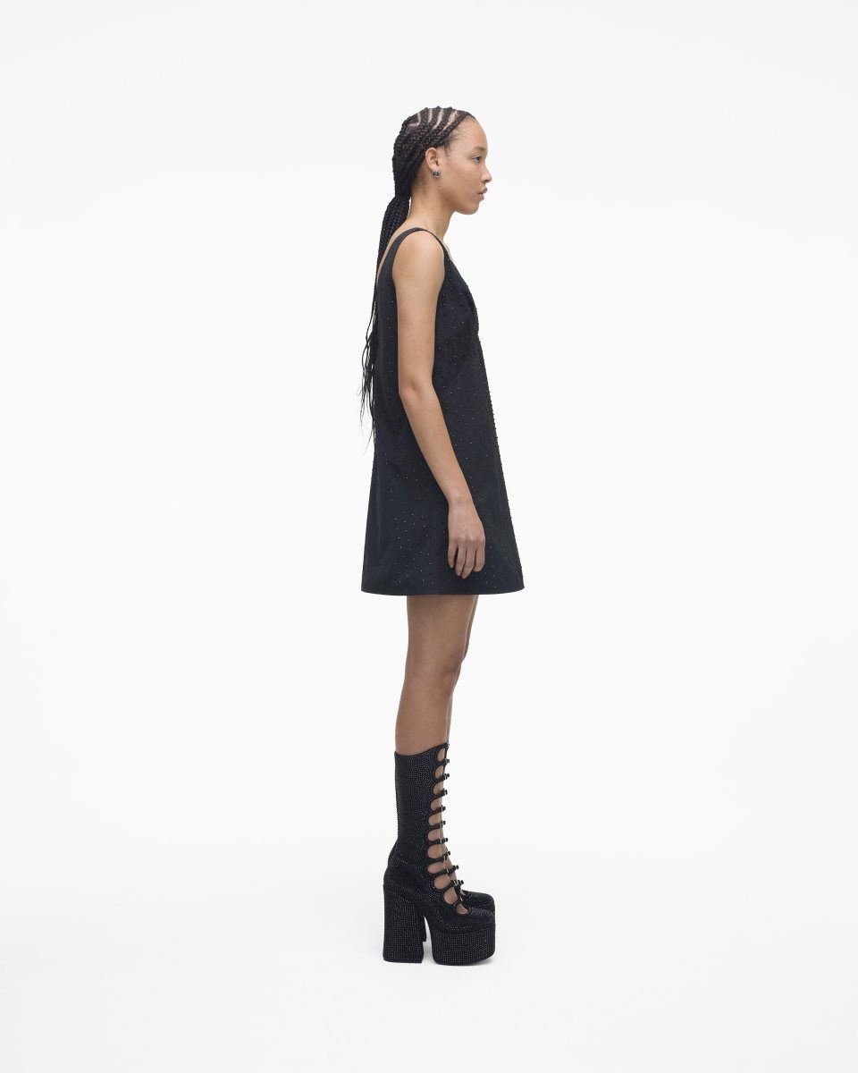 Botte Marc Jacobs The Rhinestone Kiki Knee-High Boot Femme Noir Noir | 237MAXUDC