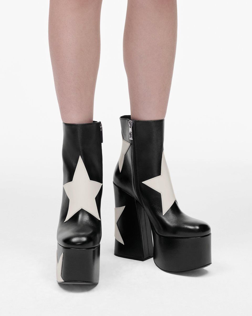 Botte Marc Jacobs The Star Patchwork Kiki Platform Boot Femme Noir | 857ZEXSQB