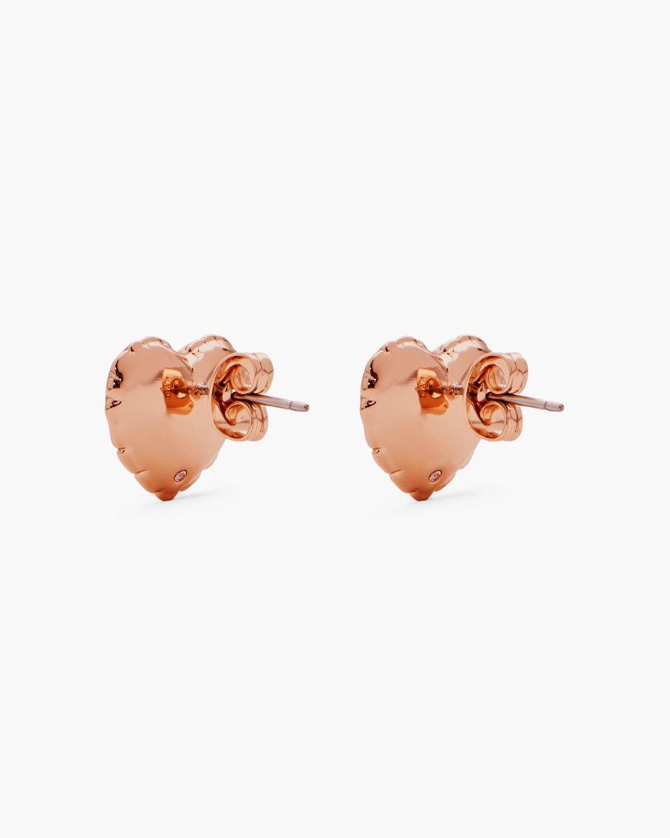 Boucles d'Oreilles Marc Jacobs Balloon Heart Earrings Femme Rose Doré | 697FQLZVA