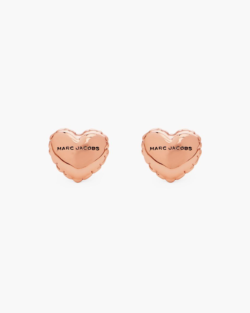 Boucles d\'Oreilles Marc Jacobs Balloon Heart Earrings Femme Rose Doré | 697FQLZVA