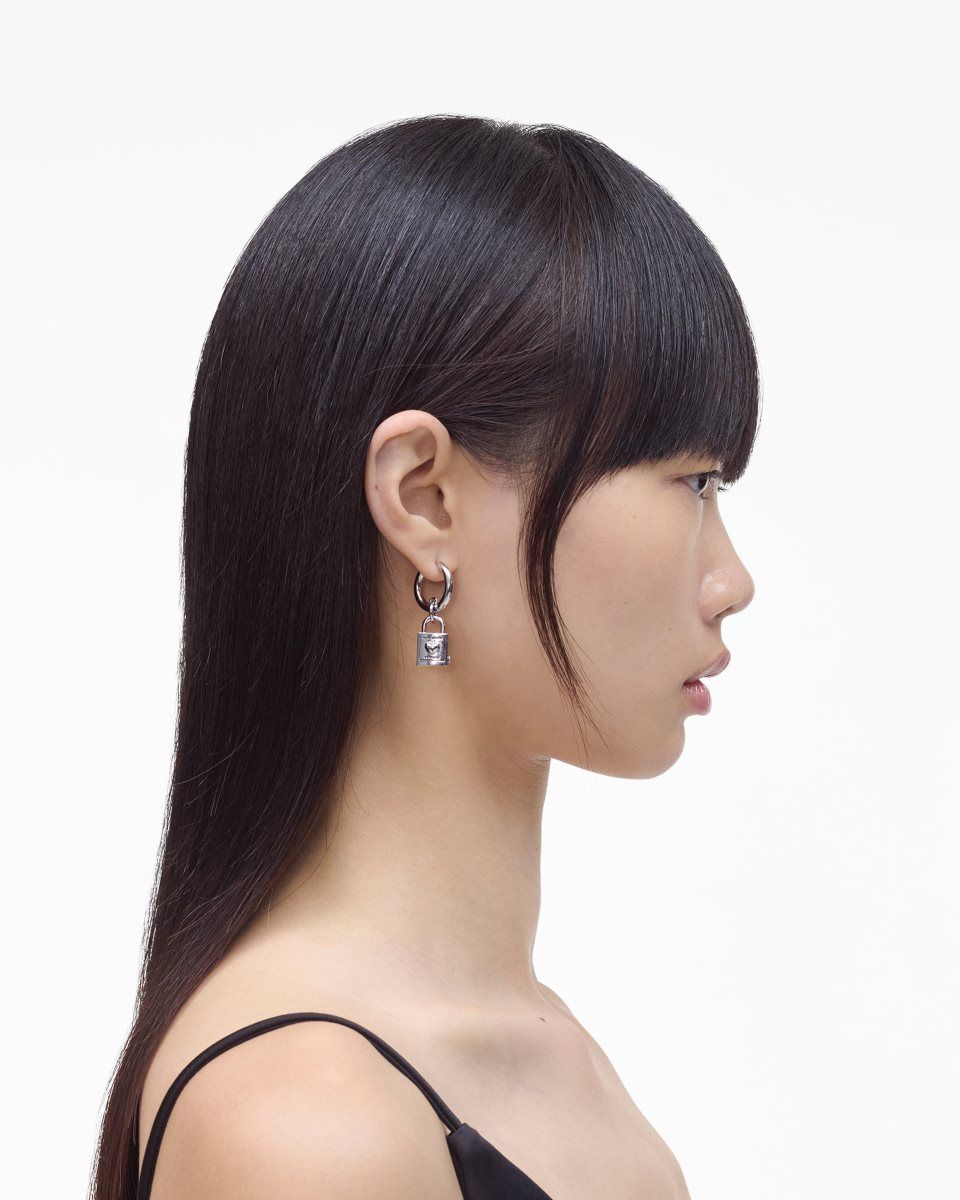 Boucles d'Oreilles Marc Jacobs Friendship Padlock Earrings Femme Argent Clair | 087ERZTNH