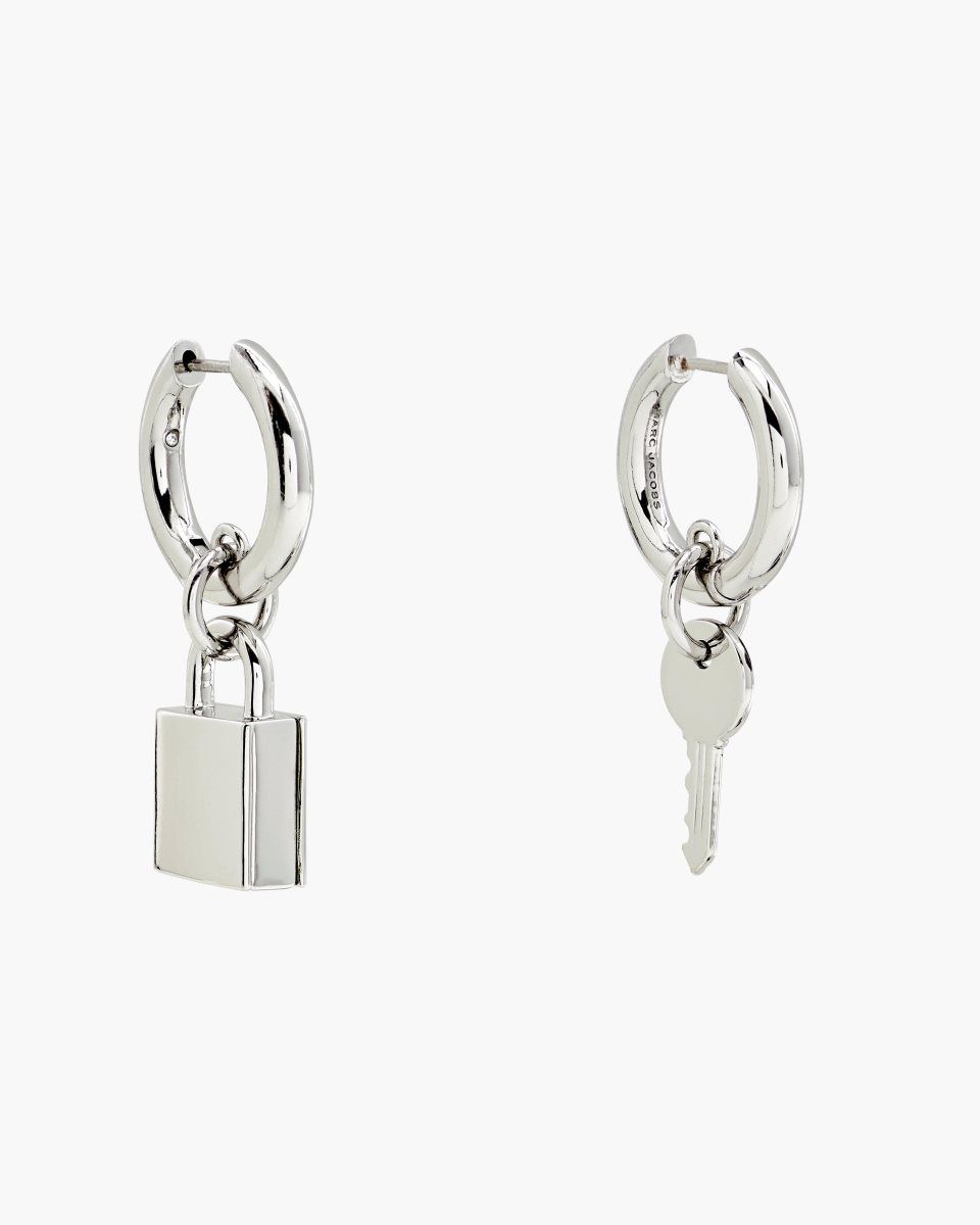 Boucles d'Oreilles Marc Jacobs Friendship Padlock Earrings Femme Argent Clair | 087ERZTNH