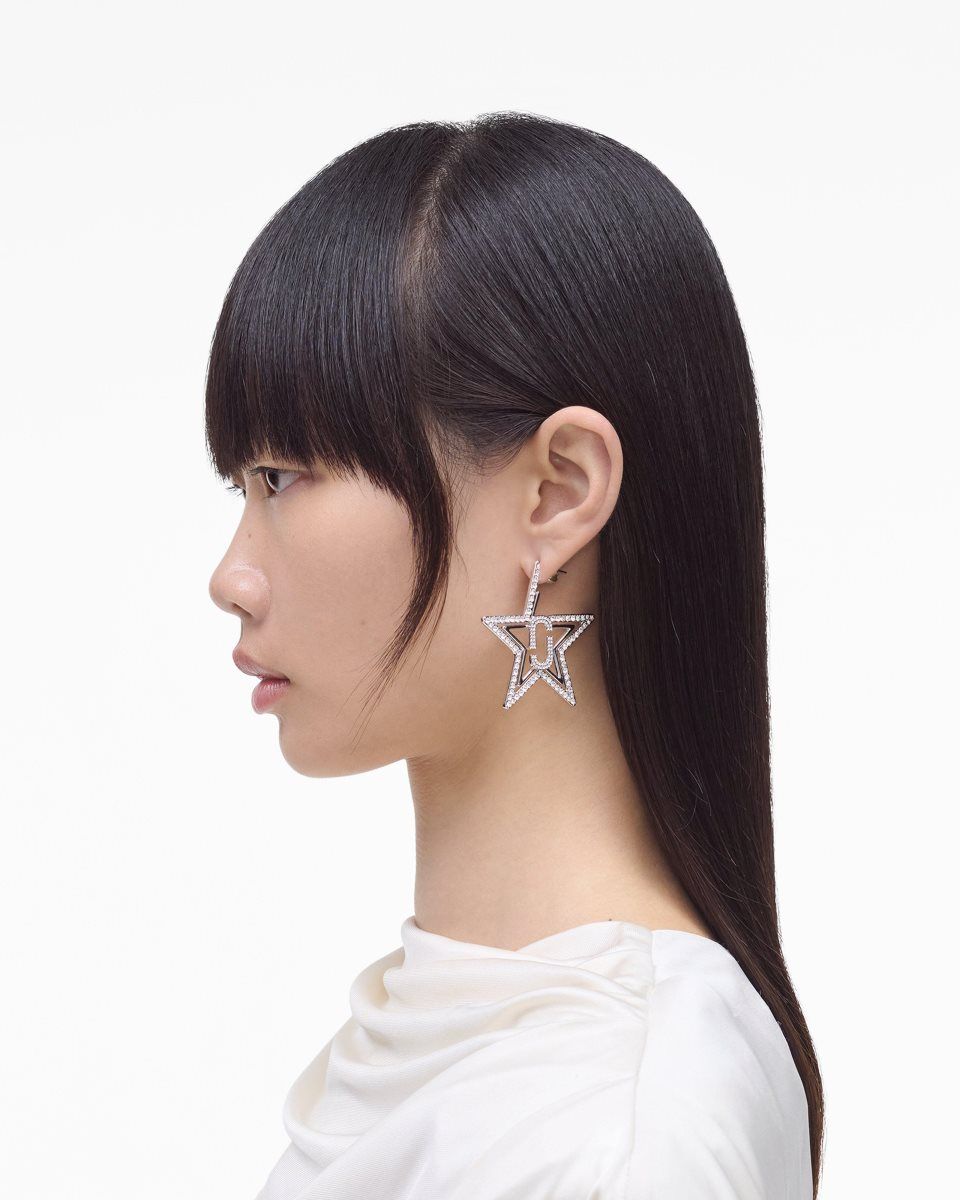 Boucles d'Oreilles Marc Jacobs J Marc Star Hoop Earrings Femme Argent | 027QFLISG