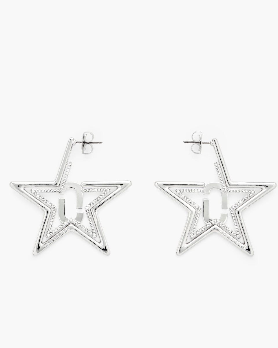 Boucles d'Oreilles Marc Jacobs J Marc Star Hoop Earrings Femme Argent | 027QFLISG