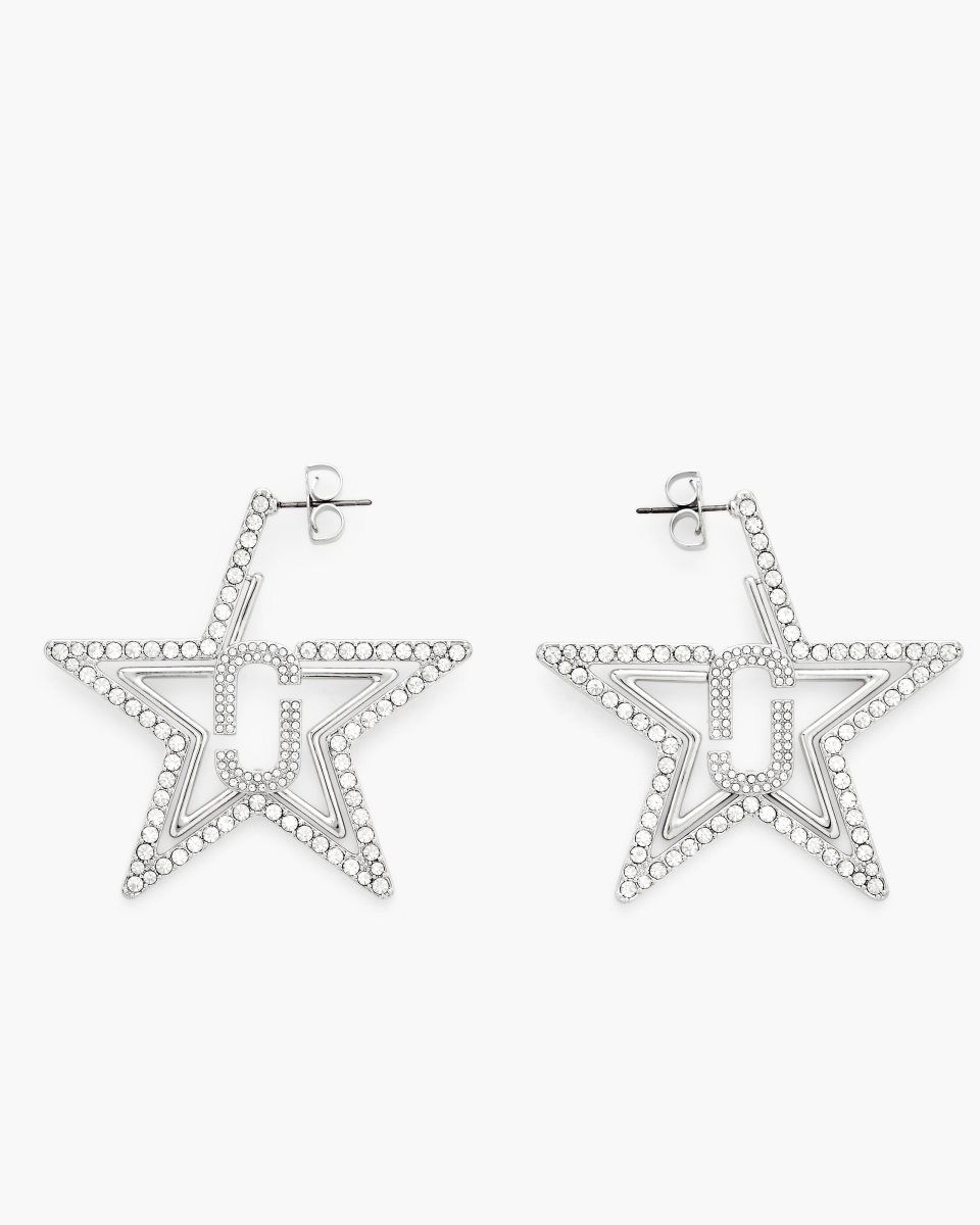 Boucles d\'Oreilles Marc Jacobs J Marc Star Hoop Earrings Femme Argent | 027QFLISG