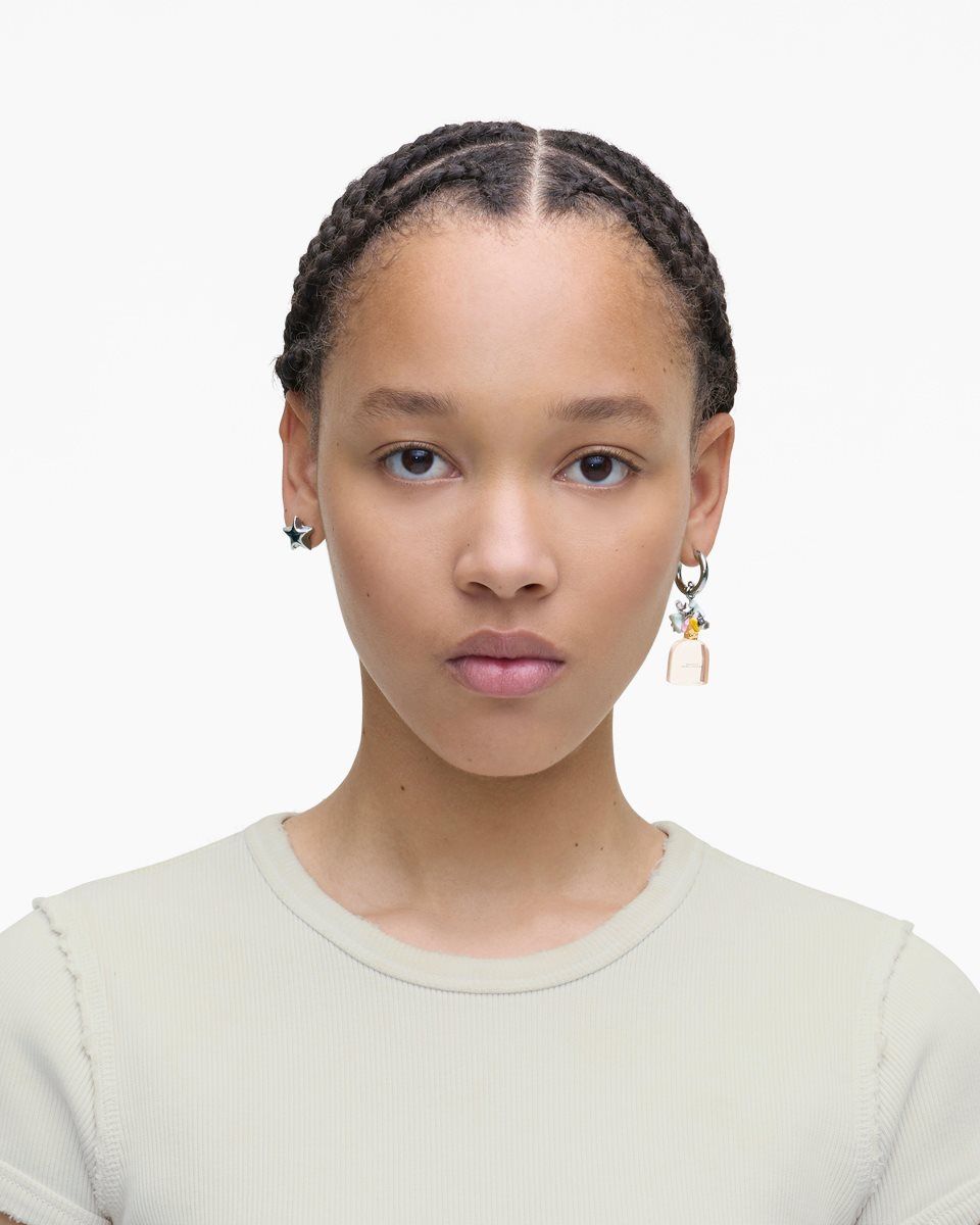 Boucles d'Oreilles Marc Jacobs Mini Icon Perfect Earrings Femme Argent Rose Multicolore | 541AUPTNX