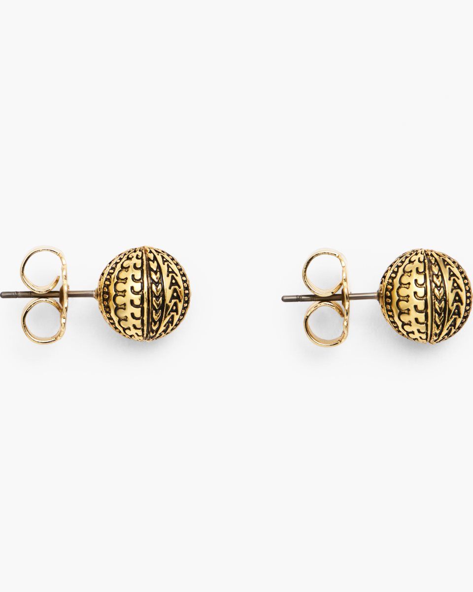 Boucles d'Oreilles Marc Jacobs The Monogram Stud Earrings Femme Doré Clair | 751MVYGXB