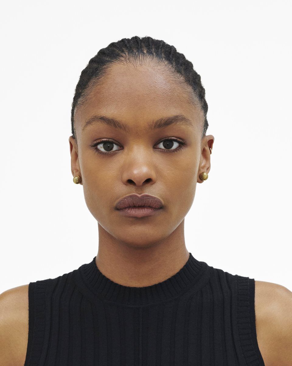 Boucles d'Oreilles Marc Jacobs The Monogram Stud Earrings Femme Doré Clair | 751MVYGXB