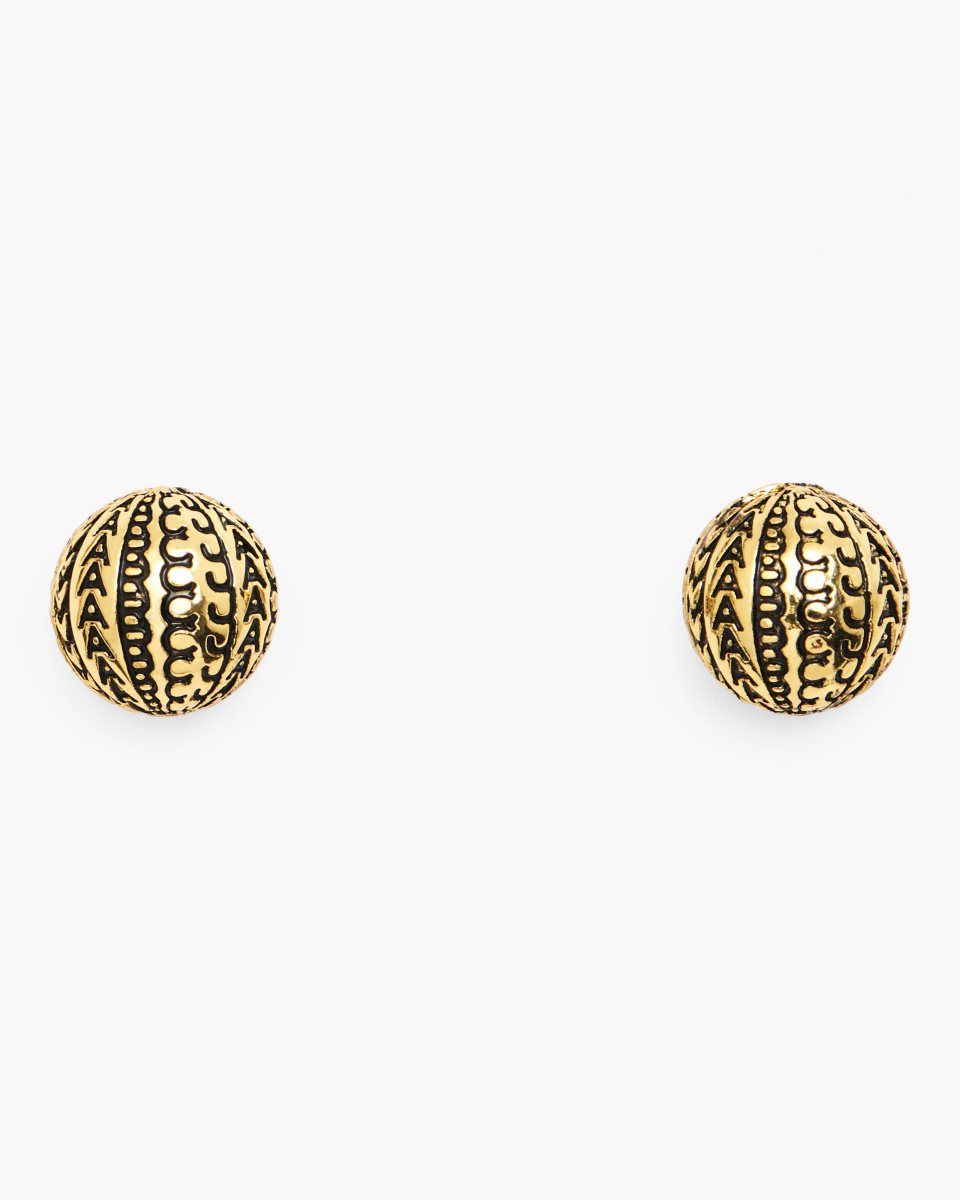 Boucles d'Oreilles Marc Jacobs The Monogram Stud Earrings Femme Doré Clair | 751MVYGXB