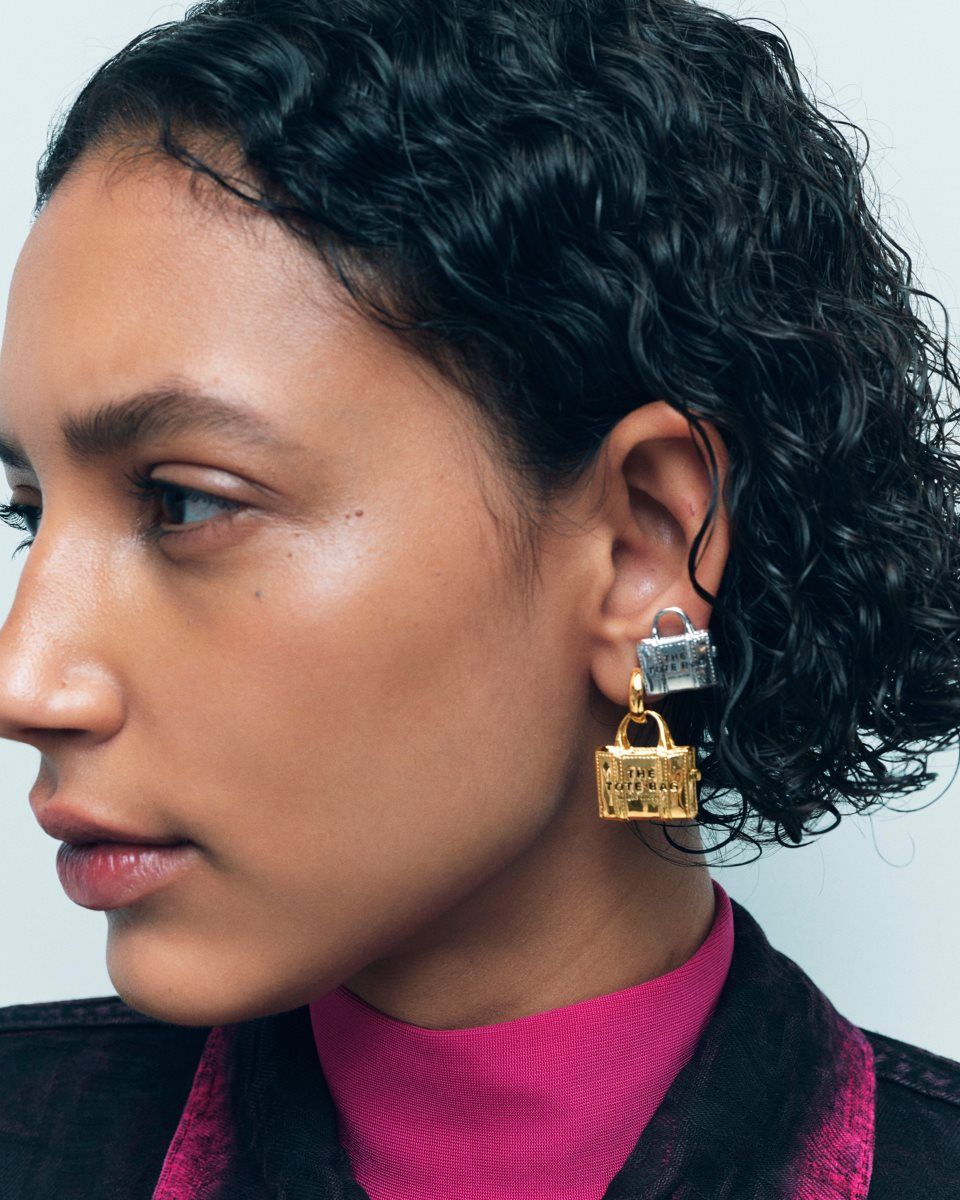 Boucles d'Oreilles Marc Jacobs The Tote Bag Stud Earrings Femme Doré Clair | 243PIBSEQ