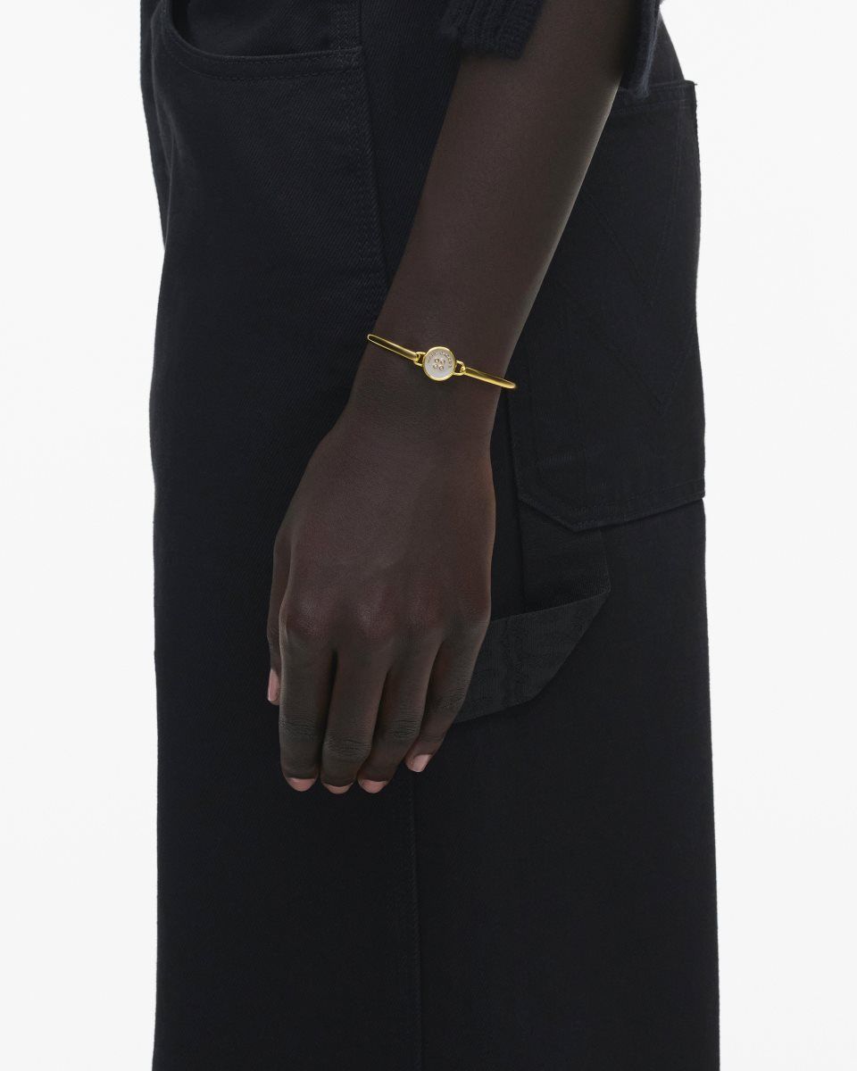 Bracelets Marc Jacobs The Button Hinge Bracelet Femme Doré Blanche | 275NJVUDH