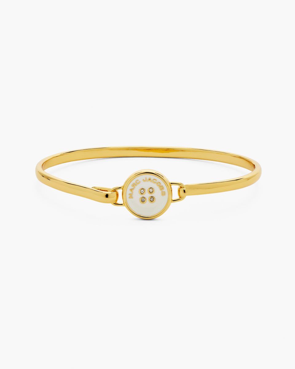 Bracelets Marc Jacobs The Button Hinge Bracelet Femme Doré Blanche | 275NJVUDH