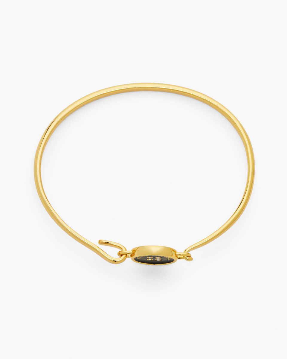 Bracelets Marc Jacobs The Button Hinge Bracelet Femme Doré Noir | 478MSZCWD