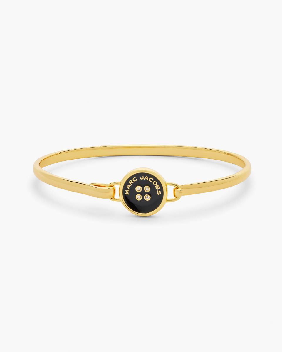Bracelets Marc Jacobs The Button Hinge Bracelet Femme Doré Noir | 478MSZCWD