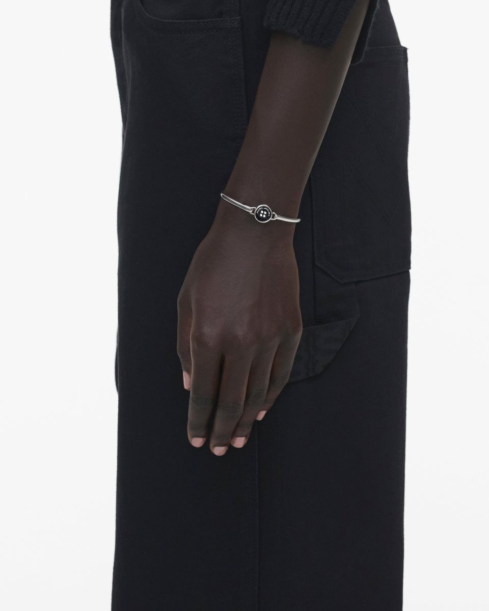 Bracelets Marc Jacobs The Button Hinge Bracelet Femme Argent Noir | 871LFAVYX
