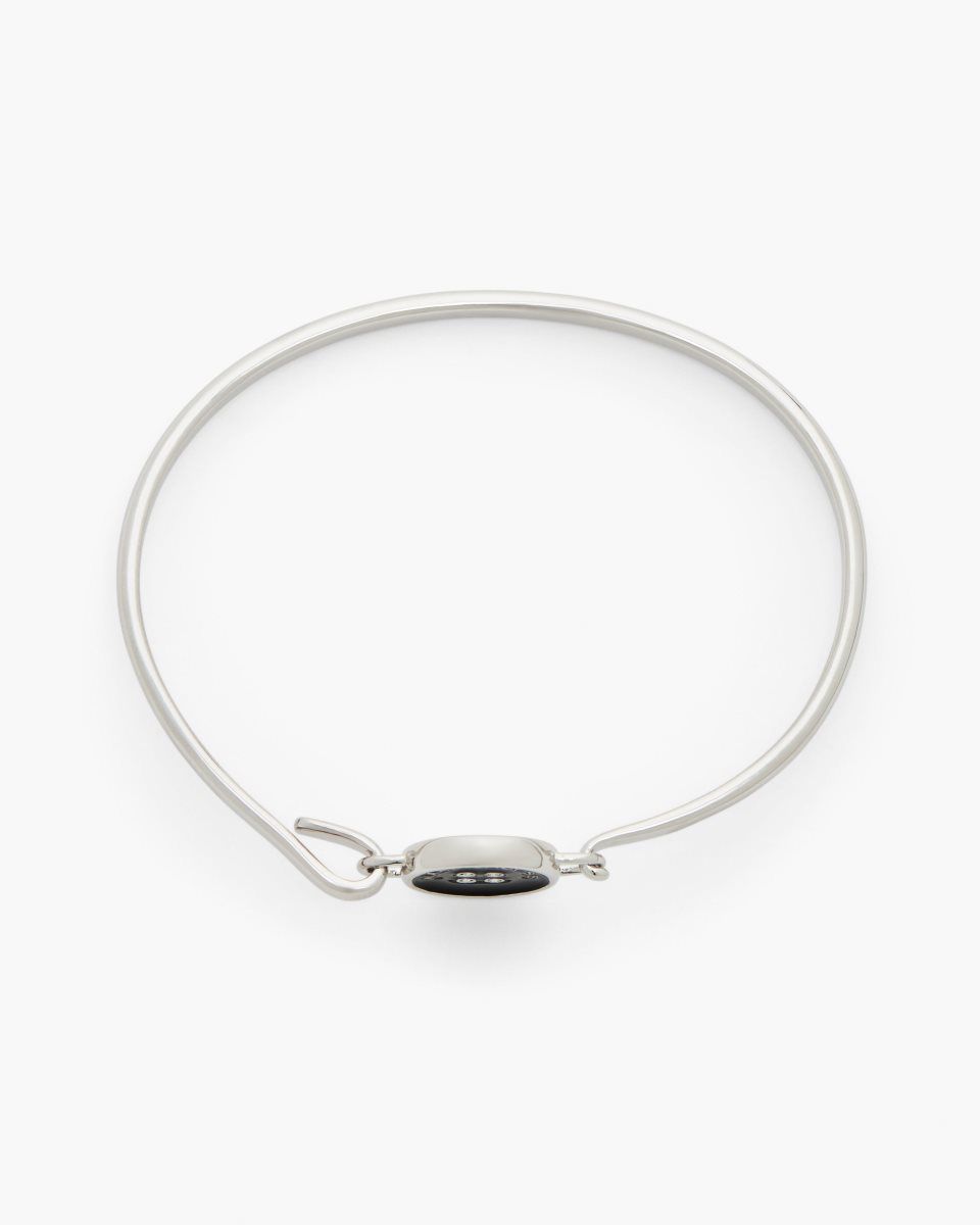 Bracelets Marc Jacobs The Button Hinge Bracelet Femme Argent Noir | 871LFAVYX