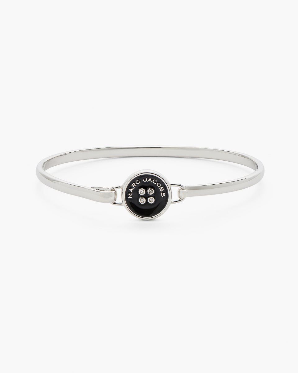 Bracelets Marc Jacobs The Button Hinge Bracelet Femme Argent Noir | 871LFAVYX
