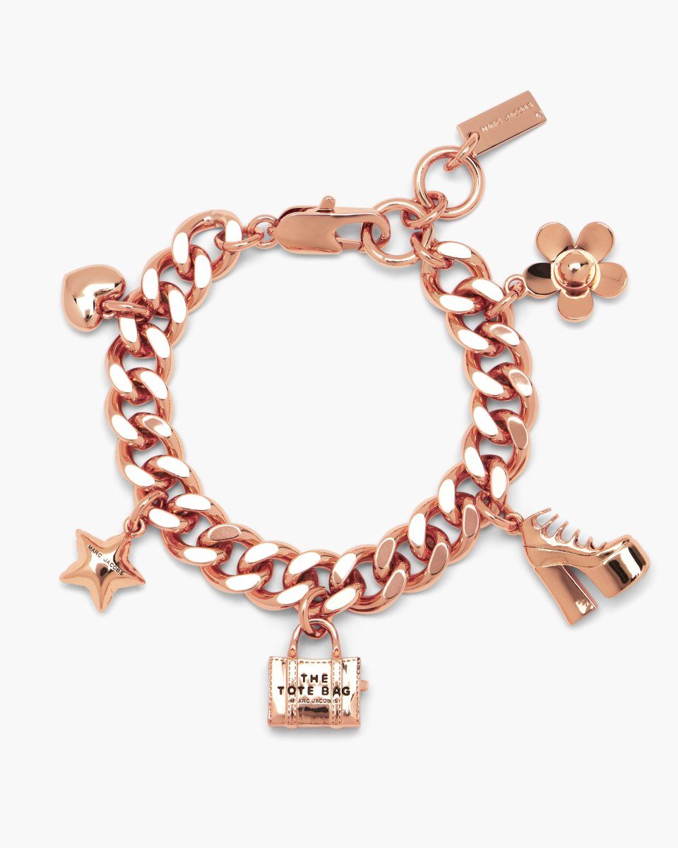 Bracelets Marc Jacobs The Mini Icon Charm Bracelet Femme Rose Doré | 674UNTRHO