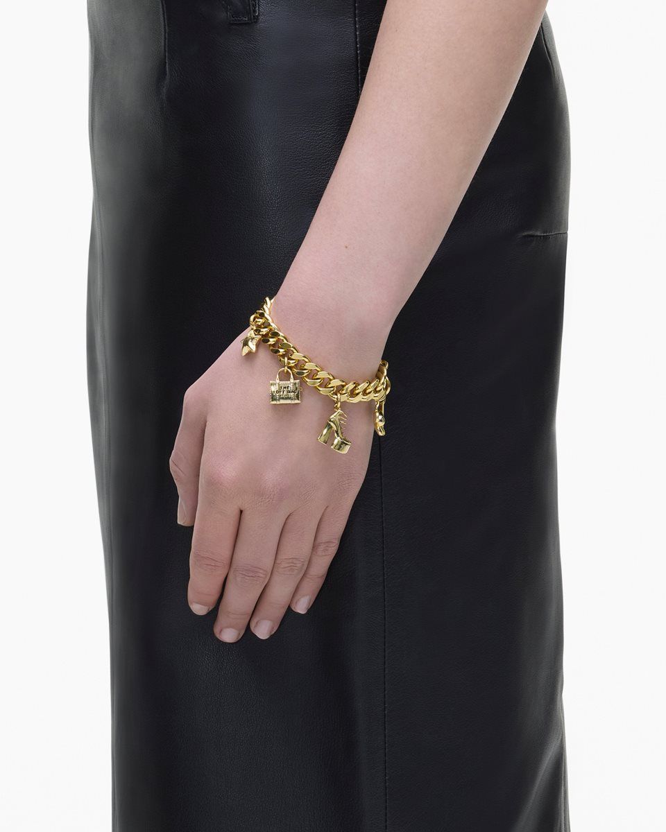Bracelets Marc Jacobs The Mini Icon Charm Bracelet Femme Doré Clair | 085KTXVRZ