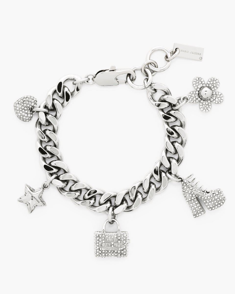 Bracelets Marc Jacobs The Pave Mini Icon Charm Bracelet Femme Argent | 037HVQBUZ