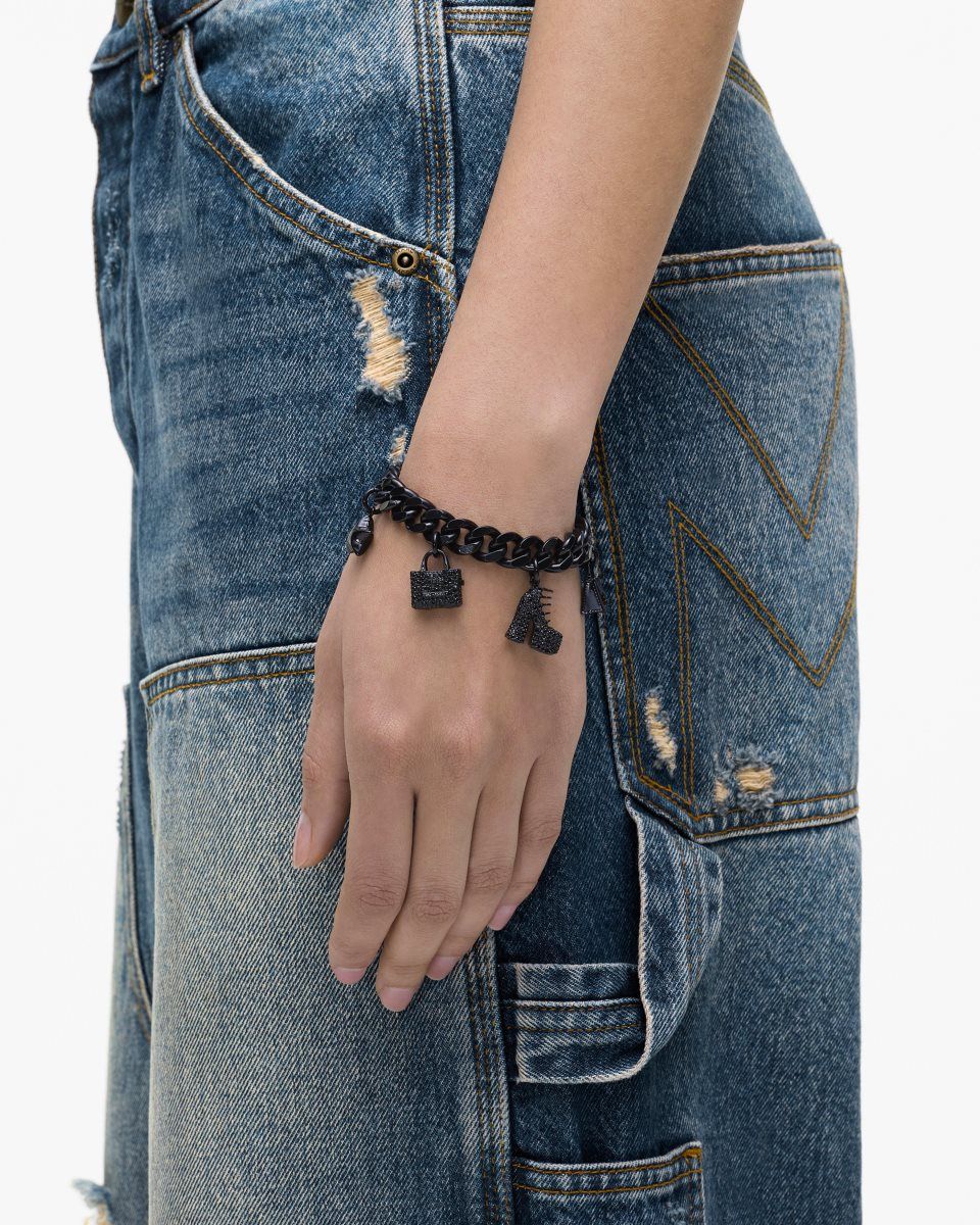Bracelets Marc Jacobs The Pave Mini Icon Charm Bracelet Femme Noir Noir | 512SLYCNA