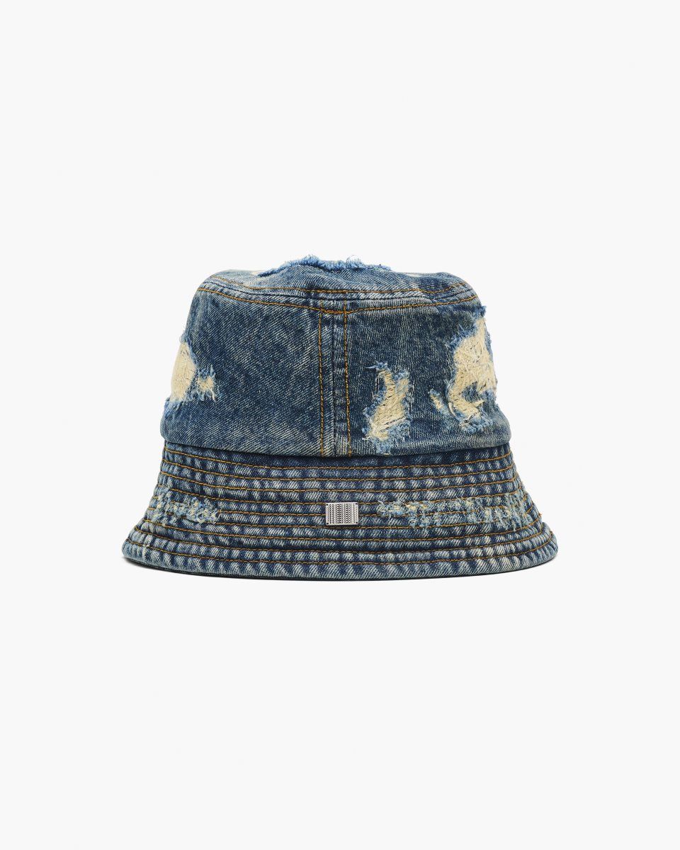 Chapeaux Marc Jacobs The Rip And Repair Bucket Hat Femme Indigo | 520DPQVRL