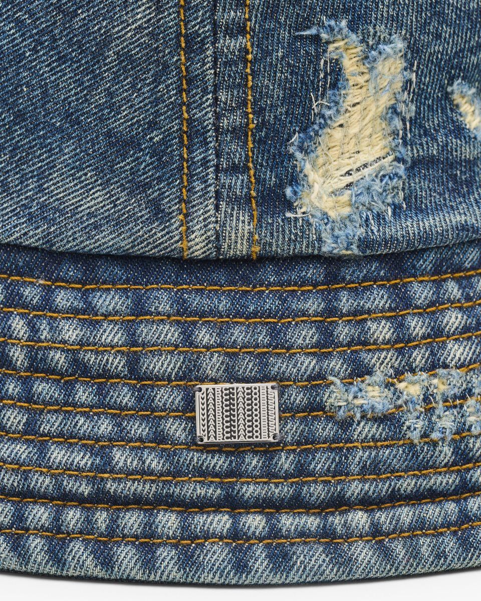 Chapeaux Marc Jacobs The Rip And Repair Bucket Hat Femme Indigo | 520DPQVRL
