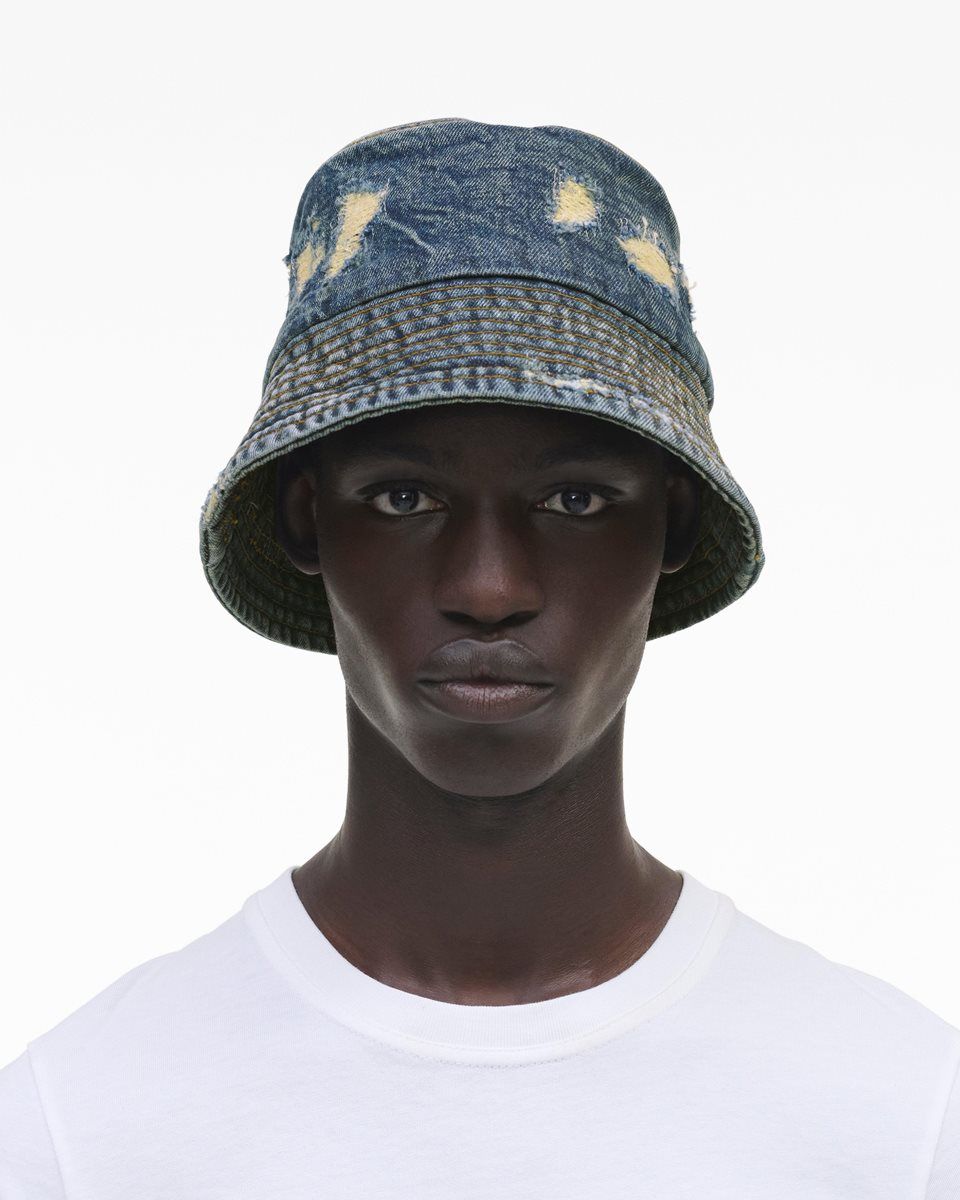 Chapeaux Marc Jacobs The Rip And Repair Bucket Hat Femme Indigo | 520DPQVRL