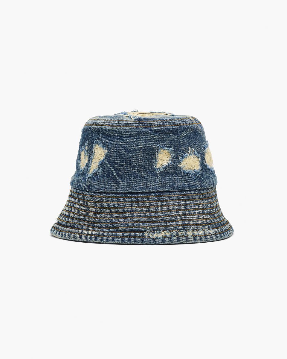 Chapeaux Marc Jacobs The Rip And Repair Bucket Hat Femme Indigo | 520DPQVRL