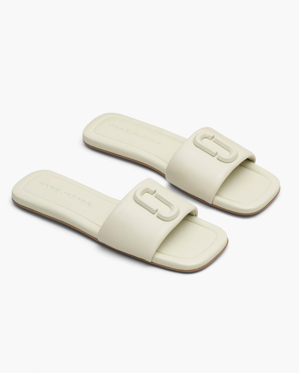 Chaussure Plate Marc Jacobs The J Marc Leather Sandal Femme Blanche | 074LZMWJD