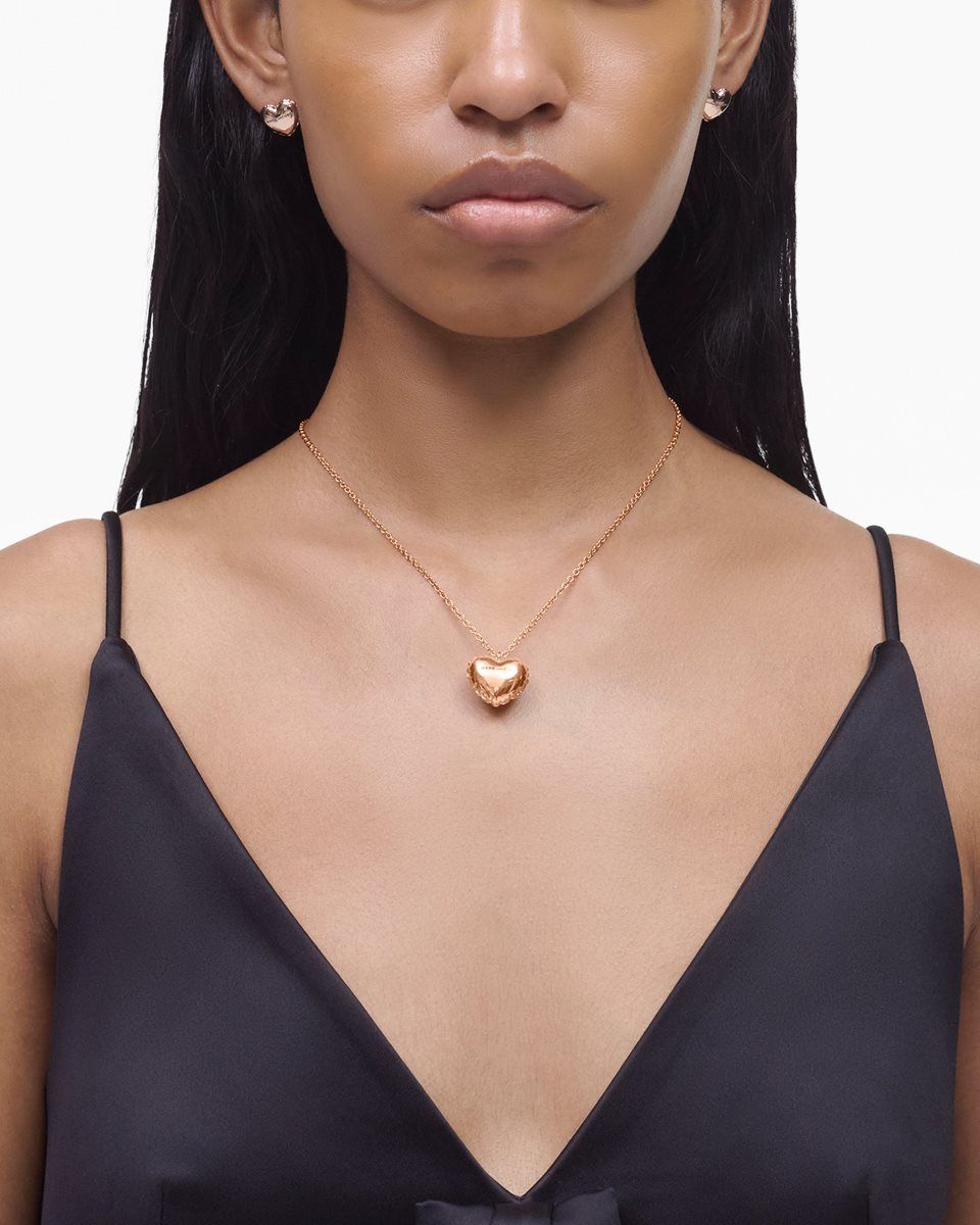 Colliers Marc Jacobs Balloon Heart Necklace Femme Rose Doré | 870OCPSRB